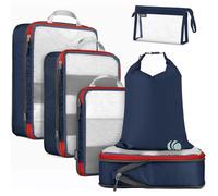 Cipway Rangement Organiseurs de Bagage,Organisateur Valise en Maille Légers pour les Sacs à Dos,Voyages,Stockage à Domicile（Bleu，6Pièces）