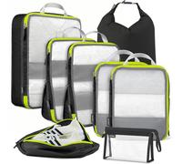 Cipway Rangement Organiseurs de Bagage,Organisateur Valise en Maille Légers pour les Sacs à Dos,Voyages,Stockage à Domicile（Noir，8Pièces）