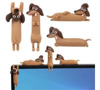 Ciqocibi Coffret de 4 Figurines Mini Teckel pour décoration de Moniteur, Accessoires de Bureau, Cadeau pour Les Amoureux des teckels