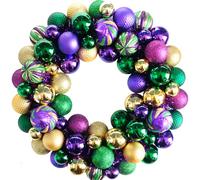 CIR OASES Couronne de Mardi Gras de 45,7 cm - Violet, dorée et verte - Décoration pour fête de Mardi Gras - Pour porche, salon