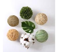 CIR OASES Lot de 6 boules décoratives en osier tressé de 8,9 cm pour décoration de table