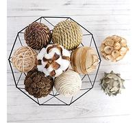 CIR OASES Lot de 9 boules décoratives tricolores multi-matériaux, en rotin naturel, pour remplir des vases, des bols, des décorations de table (marron)