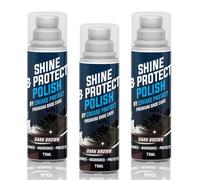 Cirage Liquide Shine & Protect | 75ml avec Applicateur Éponge | Entretien Chaussures en Cuir et Synthétique à Brillance Intense | Restaure Couleur & Éclat | Noir, Marron & Neutre (Marron, Lot de 3)
