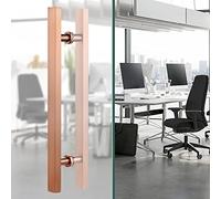 CIRCIR Bathroom Entry Kitchen Office Stainless Steel Door Pulls Bar - H Shape,Door Pull Door Handle Push Pull for Sliding Barn Doors, Mounted Back to Back(Rose Gold,50cm/20inch)