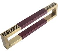 CIRCIR Double Sided Square Push Pull Door Handle,Square Rectangle Shape Sliding Door Pull Handle, Stainless Steel and Wood(Red,42.5cm/16.7in)
