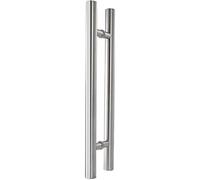 CIRCIR Entry Round Bar Push Pull Door Handle Stainless Steel,24"/31" Sliding Barn Door, Two-Side Design for Gates, Garages(Silver,80cm/2.6ft)