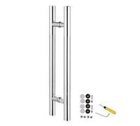 CIRCIR Two-Sided Glass Doors Wood Door Commercial Gates Handle H Shape,Door Pull Sliding Barn Push Pull Door Handles for Interior/Exterior, Easy to Install(Silver,60cm/24inch)