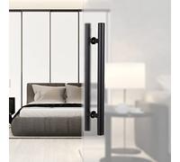 CIRCIR Two-Sided Glass Doors Wood Door Commercial Gates Handle H Shape,Door Pull Sliding Barn Push Pull Door Handles for Interior/Exterior, Easy to Install(Black,80cm/32inch-60cm)