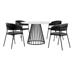 CIRCLE - Ensemble Table ronde et 4 chaises Noir