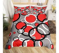 Circle Housse de Couette Géométrique Parure de Lit 220x240cm Stripe Lines Super Doux Modern Art Bleu Noir Blanc Fermeture