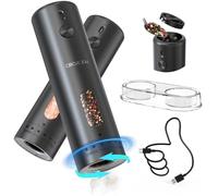 CIRCLE JOY Ensemble de Moulin à Poivre Électrique Rechargeable Moulin à Épices avec Base, Récipient de 110ml, Lumière LED Blanche et Grosseur Réglable par L’extérieur, Noir