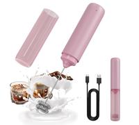 CIRCLE JOY Mousseur à Lait Électrique Rechargeable, Mousseur à Main sans Fil, Double Spirale Portable Mixeur pour Café, Latte, Chocolat Chaud, Cappuccino, Matcha, Cocktails, Rose