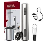 CIRCLE JOY Tire-bouchon électrique 4 en 1 rechargeable Ouvre-bouchon électrique en acier inoxydable avec câble USB, Coupe-Capsule, verseur de vin et bouchon à vide pour les amateurs de vin