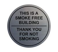 Circle This is A Smoke Free Building, Thank You for Not Smoking Panneau mural/porte Argenté Taille L