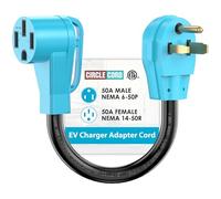CircleCord NEMA 6-50P vers 14-50R EV Câble adaptateur pour charge EV niveau 2, design plié à 180 degrés avec poignée de préhension, calibre 6 résistant