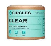Circles CLEAR Peau Cheveux Ongles - Complément Zinc + Bardane Ortie Romarin Curcuma - Détox Peau & Équilibre Hormonal Femme - Acné Hormonale - 60 Gélules Vegan 1 Mois - Fabriqué en France