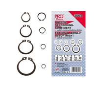 Circlips extérieurs - BGS TECHNIC - Assortiment 300 pièces - Ø 3 - 32 mm - Acier au manganèse - 300 g