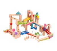 Circuit à billes en bois 100 pièces, grand circuit de construction, jouets de motricité, jouets pour enfants à partir de 3 ans, jouet de construction éducatif, nombreuses possibilités de conception,