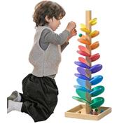 Circuit à billes en bois à partir de 3 ans - Jouet éducatif pour enfants - Circuit à billes arc-en-ciel - Tour à billes Ho-lz Montessori avec 10 boules - Jouet arc-en-ciel