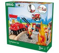 Brio World - 33815 - Circuit Action Pompier - Coffret complet de 18 pièces avec camion son et lumière - Circuit de train en bois - Jouet mixte à partir de 3 ans