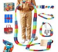 Circuit de course anti-gravité 2026 avec voiture avec piste infinie flexible 3D, kit de piste de voiture phosphorescente avec voiture de course lumineuse à DEL pour cadeau d'enfant (lumineux, 92