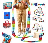 Circuit de course anti-gravité 2026 avec voiture avec piste infinie flexible 3D, kit de piste de voiture phosphorescente avec voiture de course lumineuse à DEL pour cadeau d'enfant (lumineux, 138