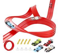 Circuit de course automobile pour - Circuit de course flexible - Jouet avec 4 voitures - Autoroute pour - Roule sur circuit portable du-al - Rampes pour train 1/64e - Voitures pour