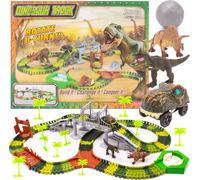 Circuit de course de voitures de dinosaures Circuit de course Dino Park Racetrack Set avec voiture Magic Track Circuit de course automobile voiture jouet enfant 196 pièces Sun Baby