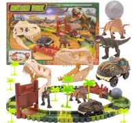 Circuit de course de voitures de dinosaures Circuit de course Dino Park Racetrack Set avec voiture Magic Track Circuit de course de voitures jouet voiture enfant 86 pièces Sun Baby