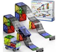 Circuit de course et rues 2 en 1, boîte de construction magnétique, ensemble de jouets magnétiques de 40 pièces avec voitures, Montessori, jouets éducatifs à partir de 3 ans, jouets sensoriels