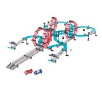 Circuit de Course pour Voiture Friction Longueur 984 cm avec Loopings 2 Voitures Avizar Bleu / Rouge Bleu / Rouge
