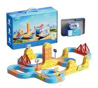 Circuit de Train Électrique Flexible, Bloc de Rail Magique Magnétique 3D Défying de la Gravité, Electric Train Set Flexible Race Track, Cadeaux pour Enfants Noël (156PCS)