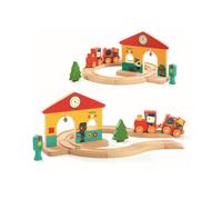 Circuit de train en bois Minitrain avec 10 rails et 2 wagons