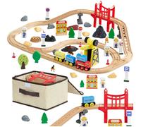 Circuit de train en bois - VEVOR - QG202508432 - 70 pièces - Voies hêtre - 3-8 ans