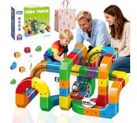 Circuit De Train Magic Rail Cube, Trains électrique, Circuit Flexible 3D Intégré, Routique Train 3D, Jouet De Construction De Voiture Motorisée Défiant La Gravité pour Garçons Et Filles (123 Pcs)