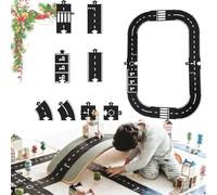 Circuit de Voiture en Caoutchouc Flexible et étanche, pièces de Puzzle, Circuit autoroutier emboîtables, Jeu de Construction de Pistes pour l'intérieur et l'extérieur (16pc)