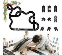 Circuit de Voiture en Caoutchouc Flexible et étanche, pièces de Puzzle, Circuit autoroutier emboîtables, Jeu de Construction de Pistes pour l'intérieur et l'extérieur (50pc-a)