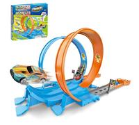 Circuit de Voiture Enfant - Rail Assemblage Pliable, Set Piste Cascade Looping | Jeu Éducatif Amusant avec Véhicule Rotation 360°, Aventure Mur Vertical, Construction Imaginative Habileté Manuelle,