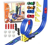 Circuit De Voitures De Course,Jeu De Transporteur avec Ensemble De Jeu,Piste De Course - pour Garçons Anniversaire Noël Maison Voyage École Maternelle Crèche