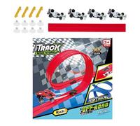 Circuit de Voitures FlexTracks, Circuit de Course Flexible avec rampes Doubles, 4 Voitures Miniatures, 1 Sac de Rangement et 4 ventouses pour Les Kids de 3 à 6 Ans