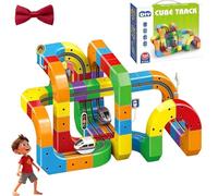 Circuit de Voitures magnétiques à Construire soi-même, avec Train et Panneaux de signalisation magnétiques - Cadeau éducatif for Anniversaire d'enfant (garçons et Filles).(123-pcs)