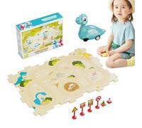 Circuit de Voitures Puzzle | Jouets d'Éveil pour Maternelle,Piste de Course Dinosaure avec Puzzles,pour Maison Salle de Jeux Anniversaire et Noël