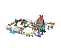 Hape Circuit Dino Adventure - Aventure Préhistorique pour Enfants dès 3 Ans, Circuit de Train en Bois - Jouet Éducatif et Phosphorescent - Cadeau Fille Garçon - Jeu Dinosaure Créatif, Motricité