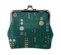 Circuit électronique à diodes,Porte-Monnaie en Cuir PU, Petit Portefeuille, Pochette à Monnaie avec Fermoir Baiser