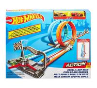 Circuit Hot Wheels - HOTWHEELS - Circuit Double Boucle en Folie - Rangement facile - 3,65 m - 2 voitures