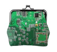 Circuit imprimé Vert,Porte-Monnaie en Cuir PU, Petit Portefeuille, Pochette à Monnaie avec Fermoir Baiser