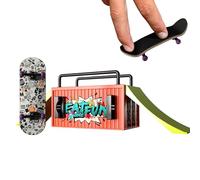 Circuit Skate Doigt En Érable Forme Conteneur - Ensemble Complet Accessoires Avec Roulements, Rampes Et Trotinette | Jouet Modèle Stockage Créatif Pour Figures Skate Doigt | Inclut Rampes Courbes & Dr