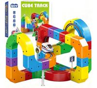 Circuit Train Electrique Clickrail, DIY Cube Track Blocs Rail Cube Klickrail, Cubix 3D Parcours Relief DéFiant Gravité, Blocs Train Magnetique Enfant, Circuit Trains électrique Enfant (81 Pièces)