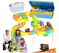 Circuit Voiture 167 Pièces Magnétique Modulable 3D Avec Train Électrique Anti-Gravity Cubes Emboîtables Pistes Flexibles Et