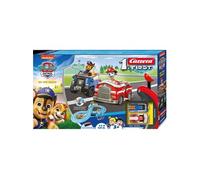 Carrera First Paw Patrol on The Track - Circuit de Jeu avec Chase & Marshall, régulateur Manuel adapté aux Enfants, Distance de 2,4 m et éléments interactifs - pour Petits Jeux de Course et Aventures